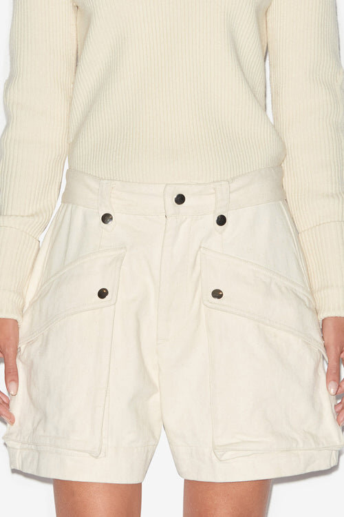 Jemmy Workwear Style Shorts in Plain-Colored Cotton Jemmy Workwear Style Shorts in Plain-Colored Cotton
