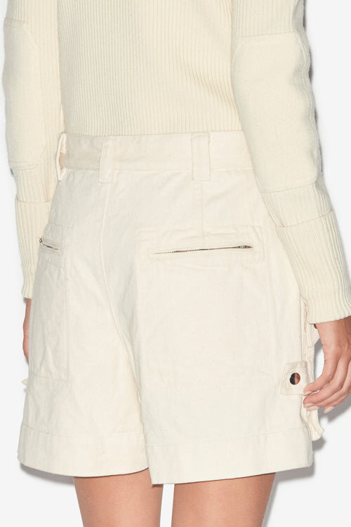 Jemmy Workwear Style Shorts in Plain-Colored Cotton Jemmy Workwear Style Shorts in Plain-Colored Cotton