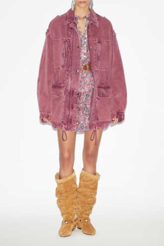 Joanna Workwear Style Jacket in Plain-Colored Denim