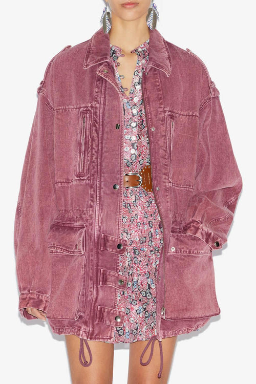 Joanna Workwear Style Jacket in Plain-Colored Denim Joanna Workwear Style Jacket in Plain-Colored Denim