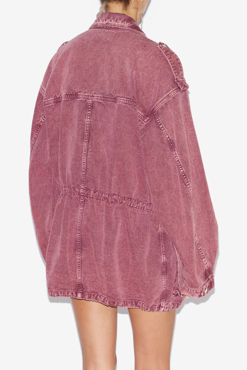 Joanna Workwear Style Jacket in Plain-Colored Denim Joanna Workwear Style Jacket in Plain-Colored Denim