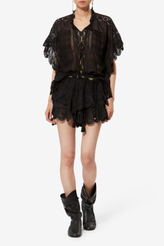 Jocadia Cotton and Floral Lace Shorts