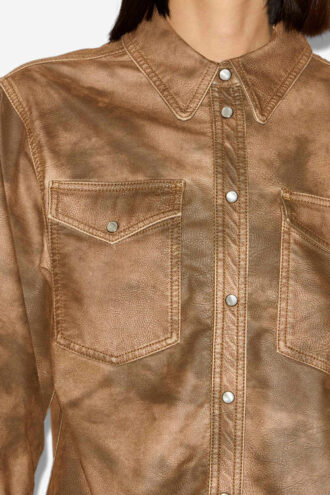 Karima Faux Leather Shirt