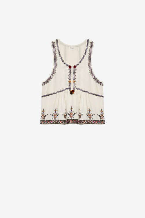 Kourtney Embroidered Gauze Top Kourtney Embroidered Gauze Top