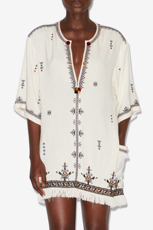 Kressy Short Embroidered Gauze Dress Kressy Short Embroidered Gauze Dress