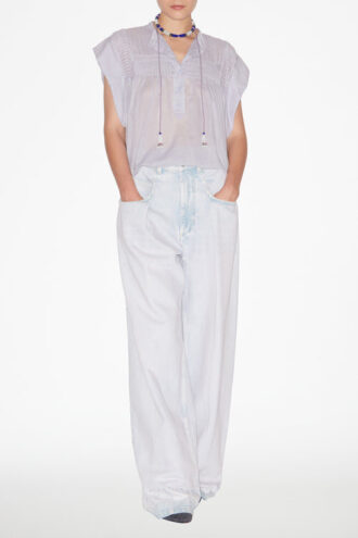 Leaza Pleated Cotton Voile Top Leaza Pleated Cotton Voile Top