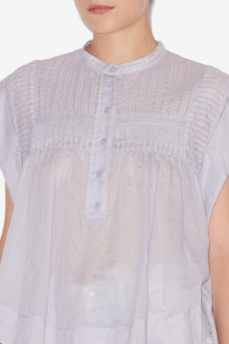 Leaza Pleated Cotton Voile Top Leaza Pleated Cotton Voile Top
