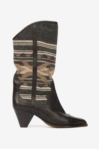 Lijita Leather and Jacquard Cowboy Boots