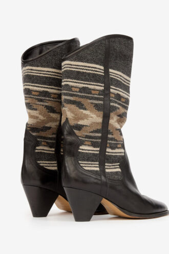 Lijita Leather and Jacquard Cowboy Boots