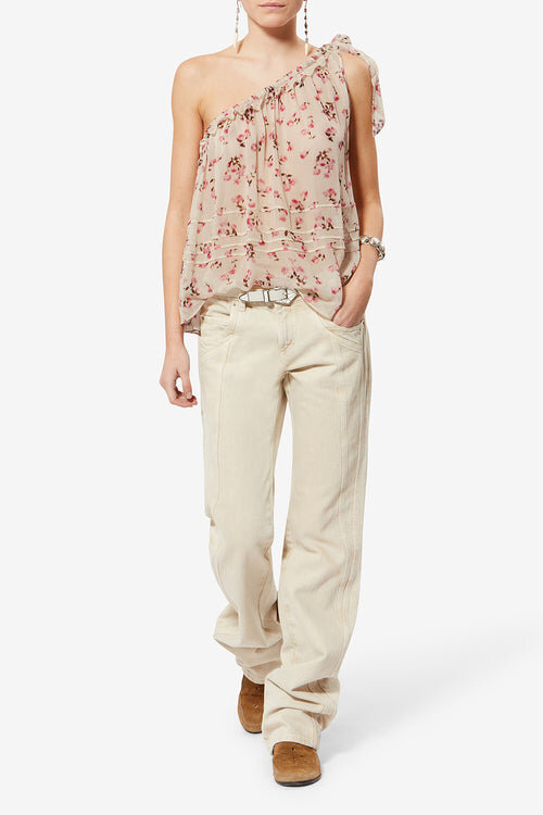 Loeva Asymmetrical Printed Muslin Top Loeva Asymmetrical Printed Muslin Top