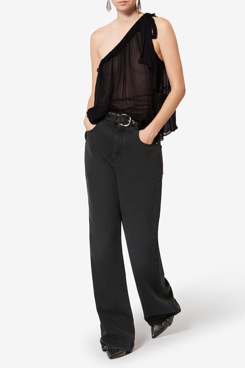 Loeva Asymmetrical Printed Muslin Top Loeva Asymmetrical Printed Muslin Top