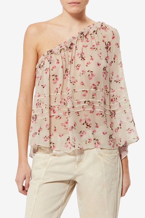 Loeva Asymmetrical Printed Muslin Top Loeva Asymmetrical Printed Muslin Top