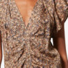 Lonea Draped Floral Silk Jacquard Top