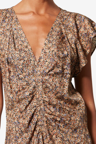 Lonea Draped Floral Silk Jacquard Top Lonea Draped Floral Silk Jacquard Top