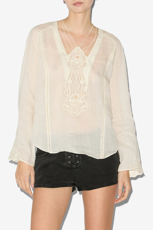 Luna Embroidered Ramie Blouse Luna Embroidered Ramie Blouse