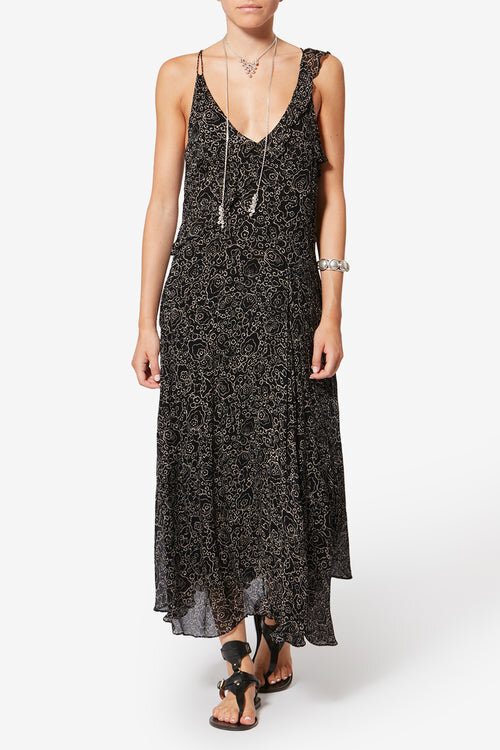 Luxie Long Printed Muslin Dress with Thin Straps Luxie Long Printed Muslin Dress with Thin Straps