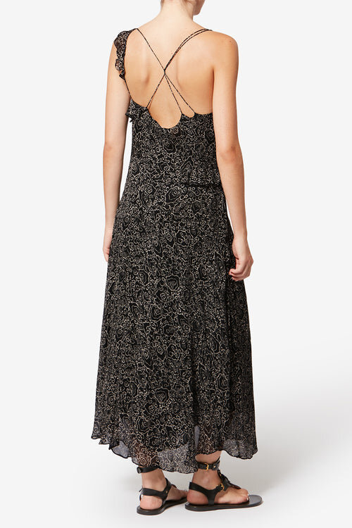 Luxie Long Printed Muslin Dress with Thin Straps Luxie Long Printed Muslin Dress with Thin Straps