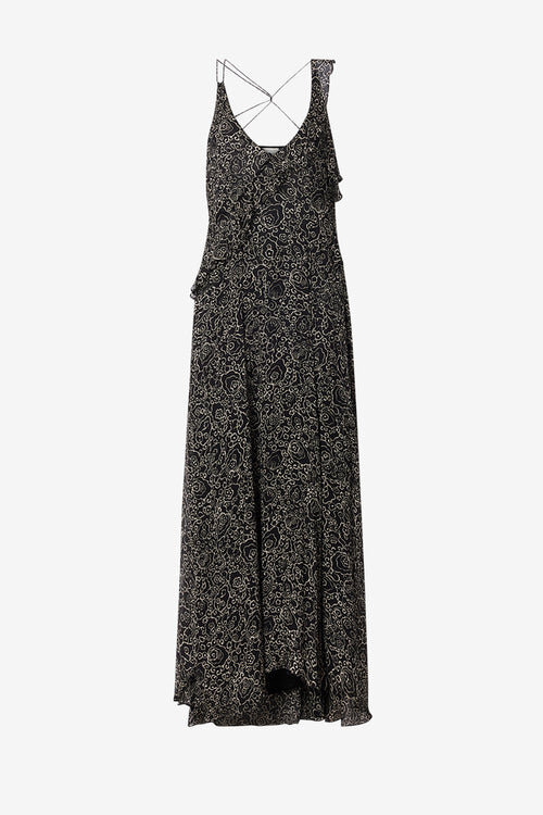 Luxie Long Printed Muslin Dress with Thin Straps Luxie Long Printed Muslin Dress with Thin Straps