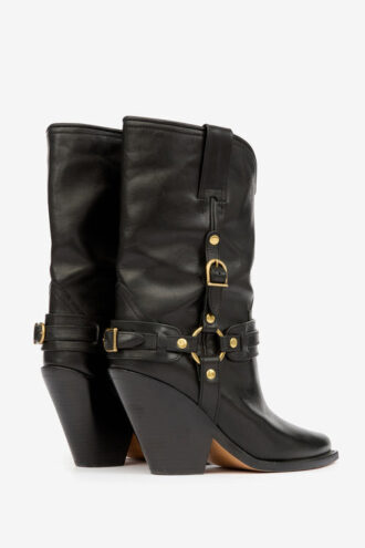 Lyka Leather Cowboy Boots with Straps