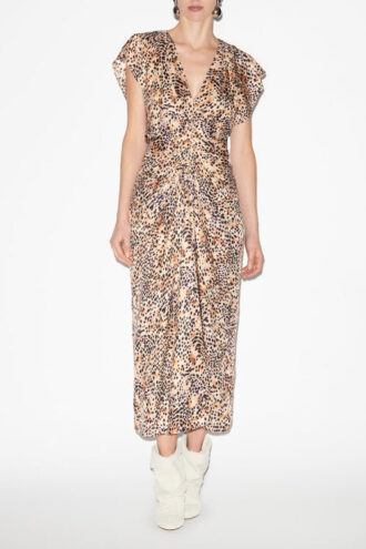 Lyndsay Printed Gathered Midi Dress Lyndsay Printed Gathered Midi Dress