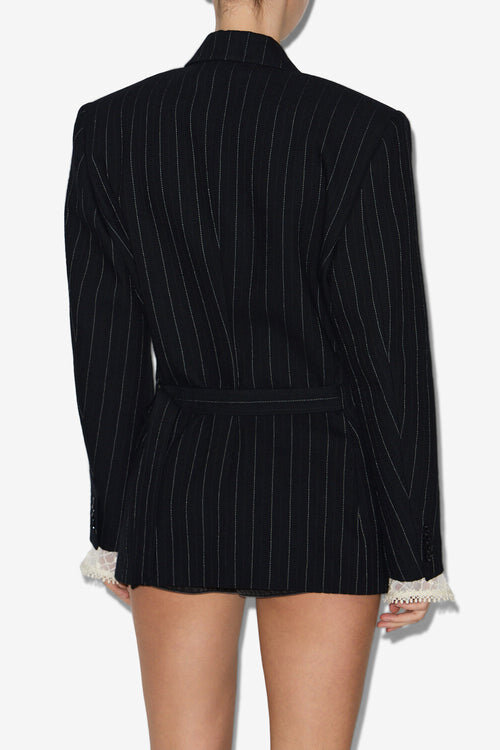 Maia Belted Tennis Stripe Suit Jacket Maia Belted Tennis Stripe Suit Jacket