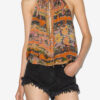 Marilou Printed Silk Top with Studs and Eyelets Marilou Printed Silk Top with Studs and Eyelets