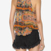 Marilou Printed Silk Top with Studs and Eyelets Marilou Printed Silk Top with Studs and Eyelets