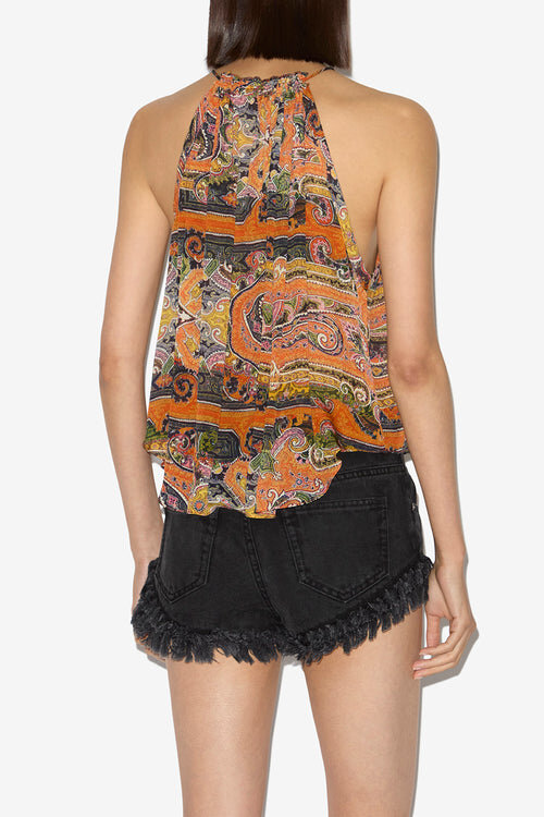 Marilou Printed Silk Top with Studs and Eyelets Marilou Printed Silk Top with Studs and Eyelets