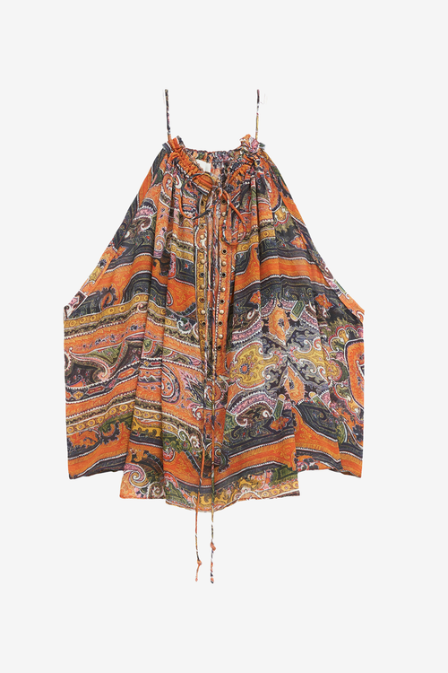 Marilou Printed Silk Top with Studs and Eyelets Marilou Printed Silk Top with Studs and Eyelets