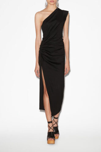 Maude Long Draped Asymmetrical Dress