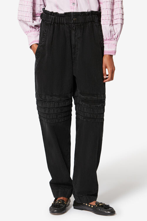 Mellya Faded Chambray Carrot Pants Mellya Faded Chambray Carrot Pants