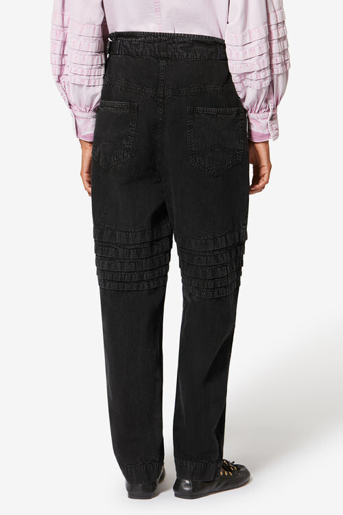 Mellya Faded Chambray Carrot Pants Mellya Faded Chambray Carrot Pants