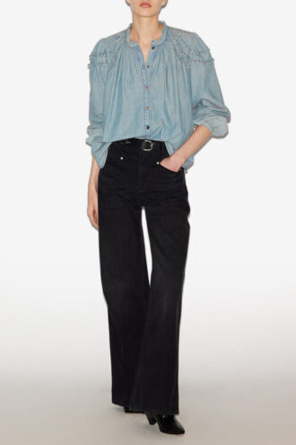 Milya Gathered Chambray Blouse
