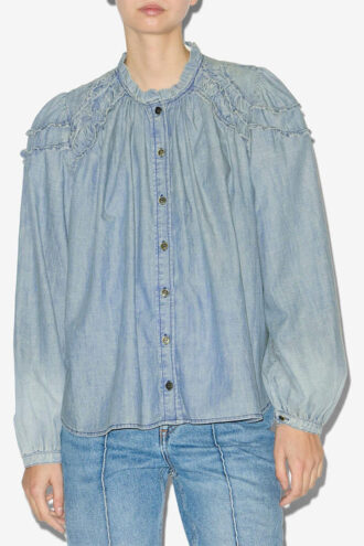 Milya Gathered Chambray Blouse