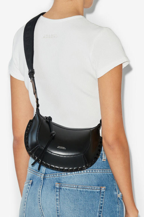 Mini Moon Grained Leather Shoulder Baguette Bag Mini Moon Grained Leather Shoulder Baguette Bag