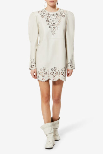 Nala Short Leather Laser-Cut Dress