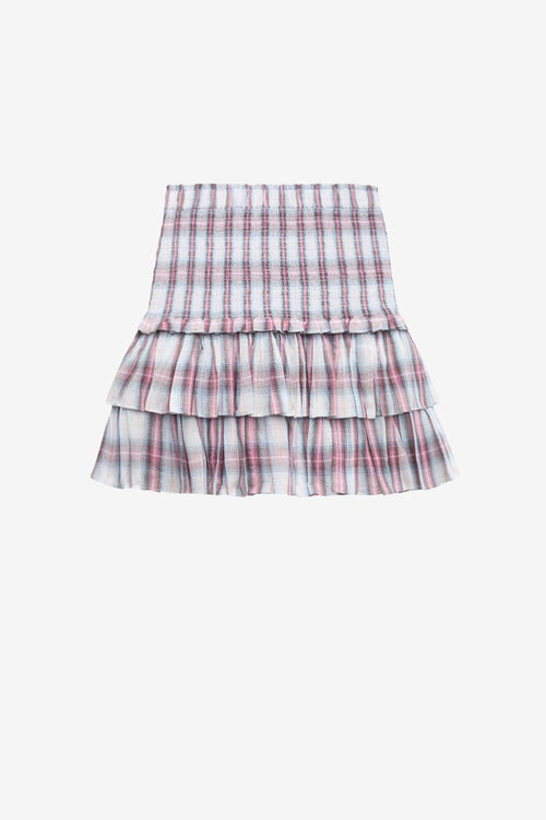 Naomi Checkered Skirt in Smocked Cotton Voile Naomi Checkered Skirt in Smocked Cotton Voile