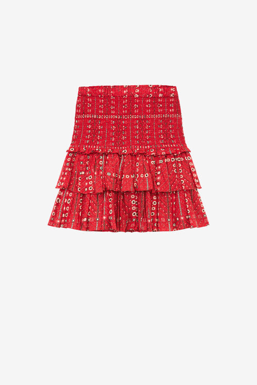 Naomi Printed Smocked Cotton Voile Skirt Naomi Printed Smocked Cotton Voile Skirt