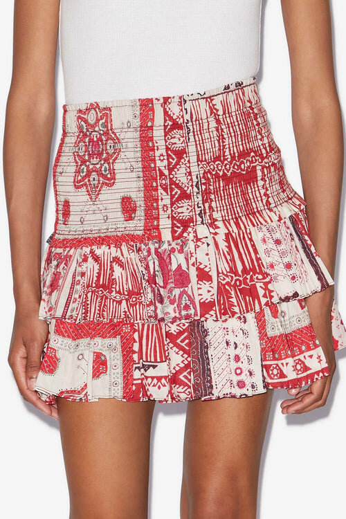 Naomi Smocked Cotton Voile Skirt with Bandana Print Naomi Smocked Cotton Voile Skirt with Bandana Print