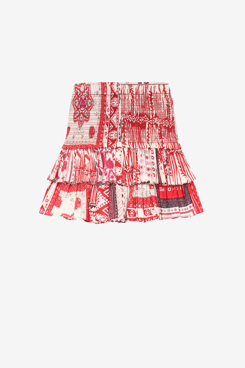 Naomi Smocked Cotton Voile Skirt with Bandana Print Naomi Smocked Cotton Voile Skirt with Bandana Print