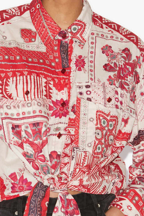Nathy Tied Printed Cotton Voile Shirt Nathy Tied Printed Cotton Voile Shirt