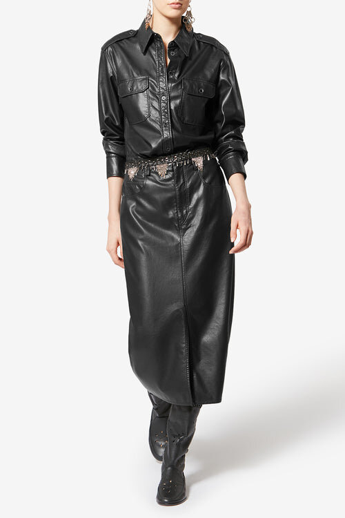 Nelaura Fine and Soft Faux Leather Pencil Skirt Nelaura Fine and Soft Faux Leather Pencil Skirt