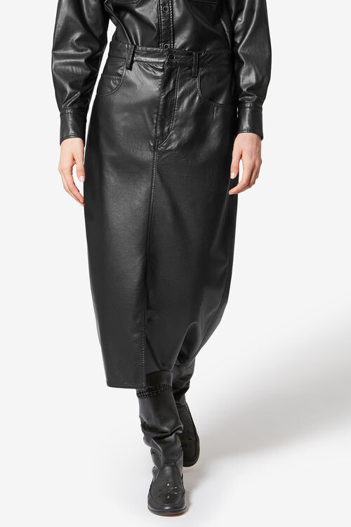 Nelaura Fine and Soft Faux Leather Pencil Skirt Nelaura Fine and Soft Faux Leather Pencil Skirt