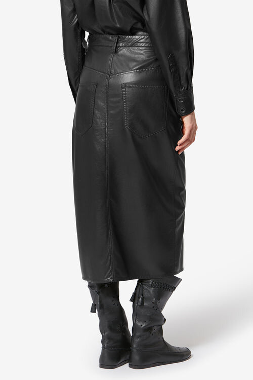 Nelaura Fine and Soft Faux Leather Pencil Skirt Nelaura Fine and Soft Faux Leather Pencil Skirt