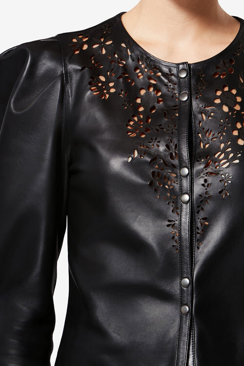 Nerida Short Lambskin Leather Shirt Nerida Short Lambskin Leather Shirt