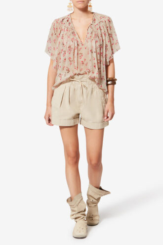 Neslya Short-Sleeve Printed Muslin Blouse Neslya Short-Sleeve Printed Muslin Blouse
