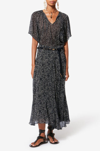 Neslya Short-Sleeve Printed Muslin Blouse Neslya Short-Sleeve Printed Muslin Blouse