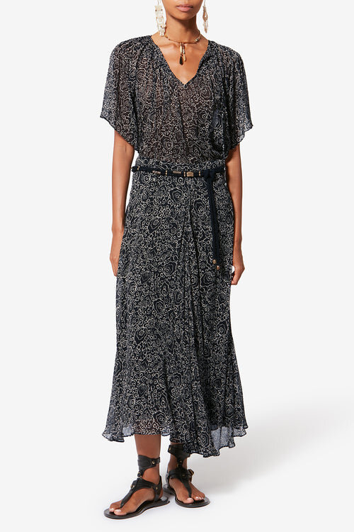 Neslya Short-Sleeve Printed Muslin Blouse Neslya Short-Sleeve Printed Muslin Blouse