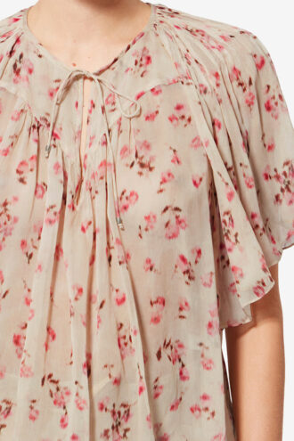 Neslya Short-Sleeve Printed Muslin Blouse Neslya Short-Sleeve Printed Muslin Blouse