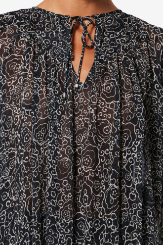 Neslya Short-Sleeve Printed Muslin Blouse Neslya Short-Sleeve Printed Muslin Blouse